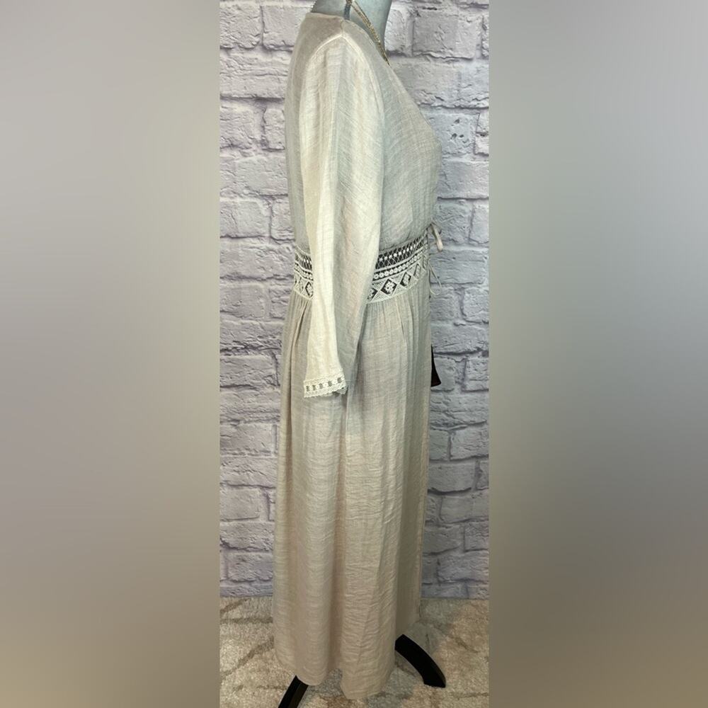 Rebellion Cream Long Open Cardigan with Embroidered Details - Picture 3 of 8